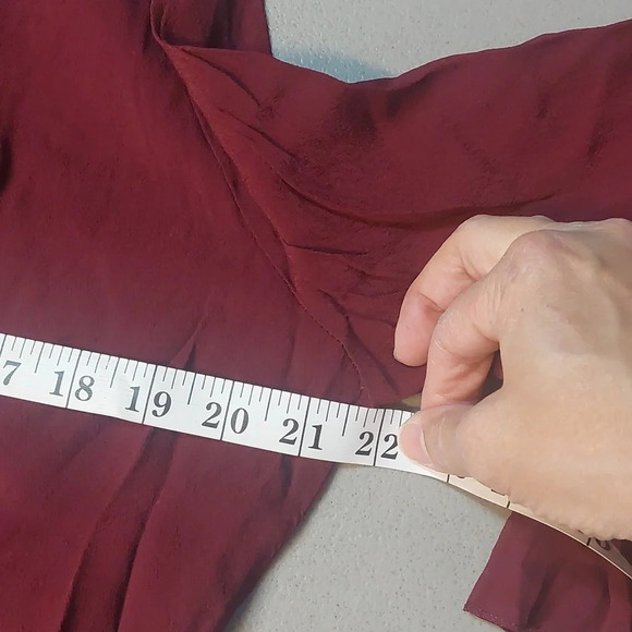 Zara Contrasting Pleated Tiered Tunic Top Rich Red Medium Classic Holiday - Picture 11 of 11